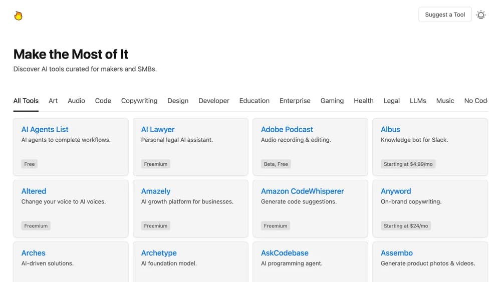 Discover AI tools curated for makers and SMBs