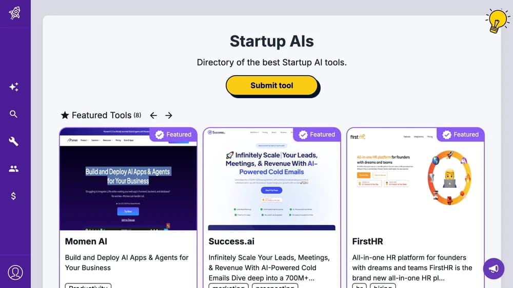 Directory of the best startup AI tools